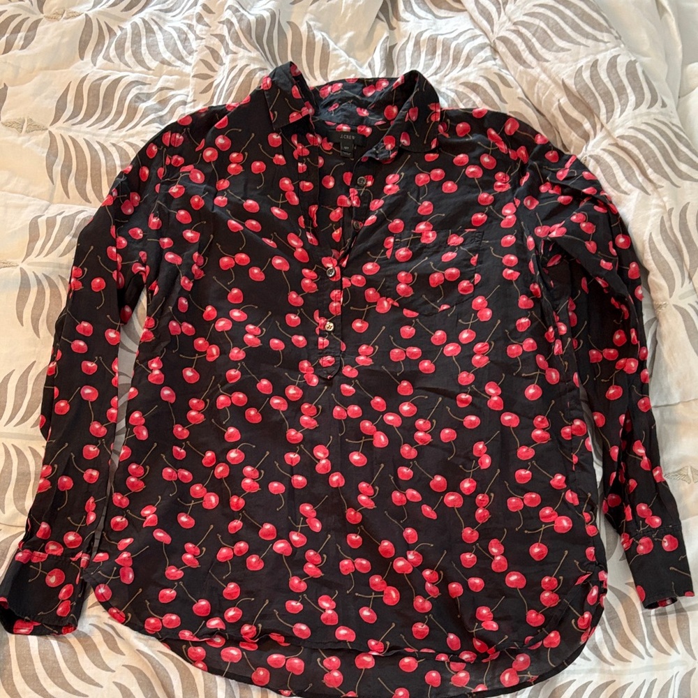 J. Crew Cherry Print tunic shirt